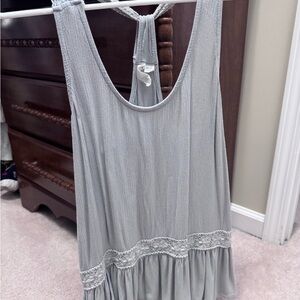 Light Gray Sleeveless Lace-Trim tank top